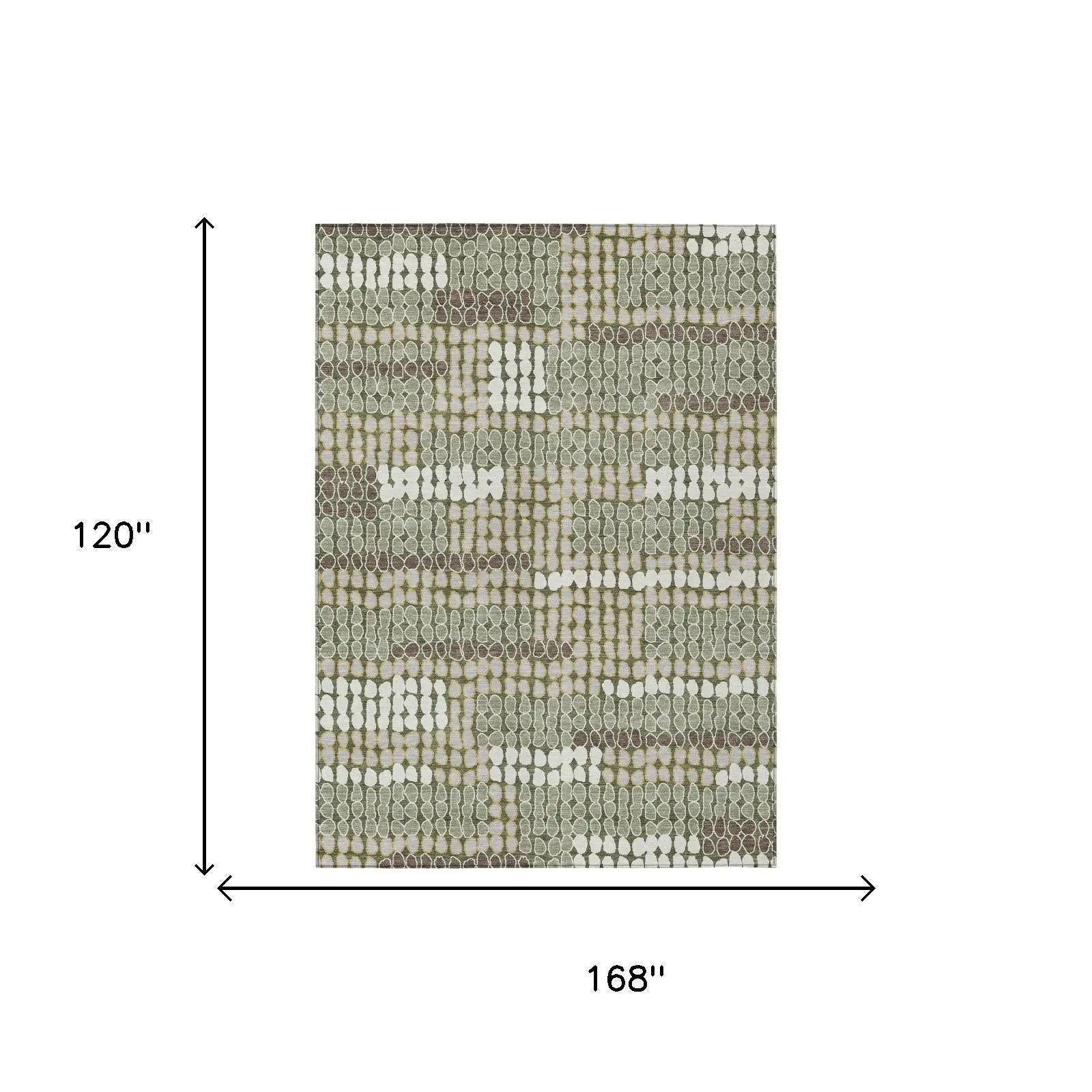 10' X 14' Olive Green And Green Geometric Washable Indoor Outdoor Area Rug Homeroots Outdoor