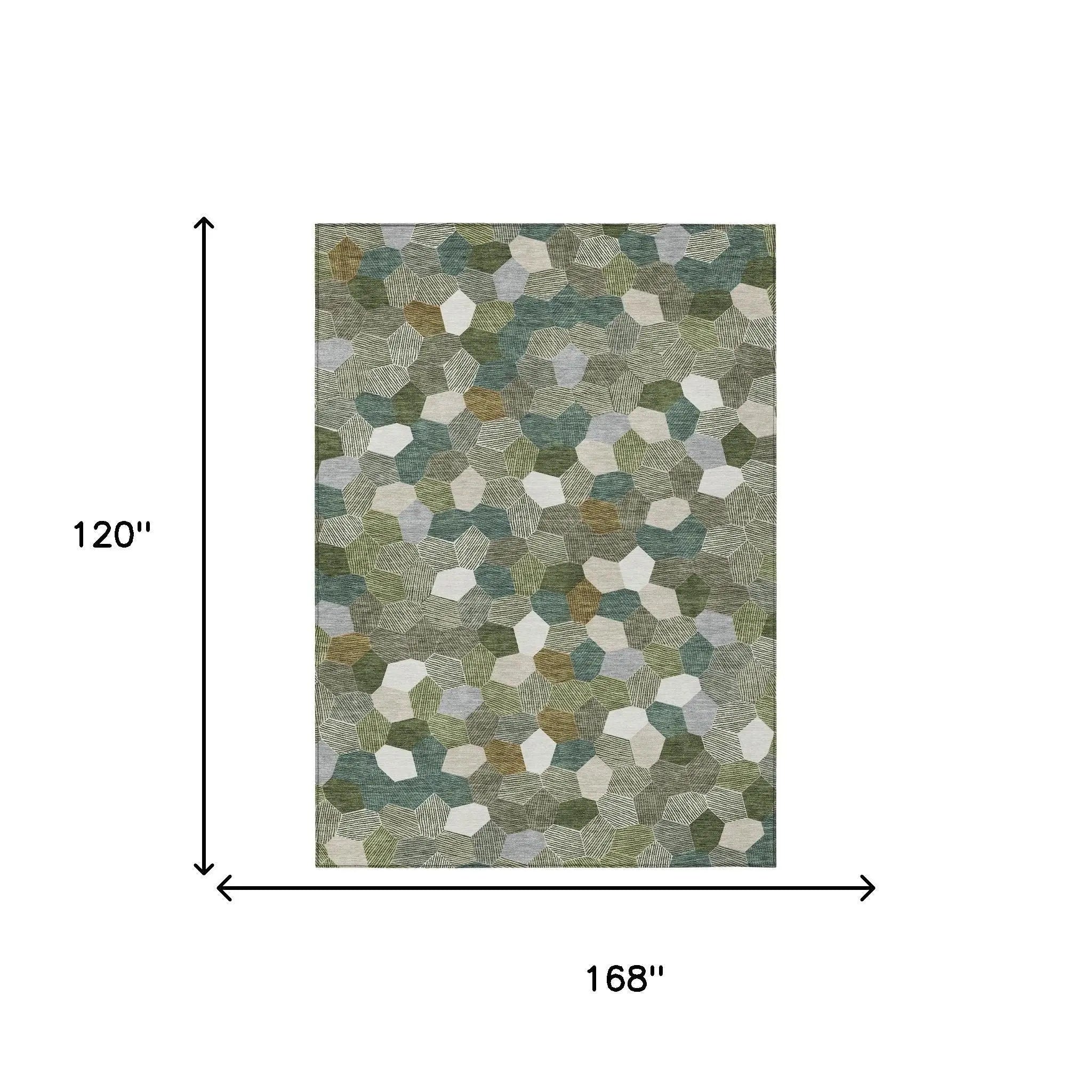 10' X 14' Olive Green And Green Geometric Washable Indoor Outdoor Area Rug Homeroots Outdoor