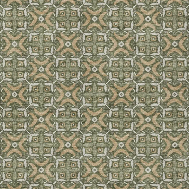 10' X 14' Olive Green And Green Geometric Washable Indoor Outdoor Area Rug Homeroots Outdoor