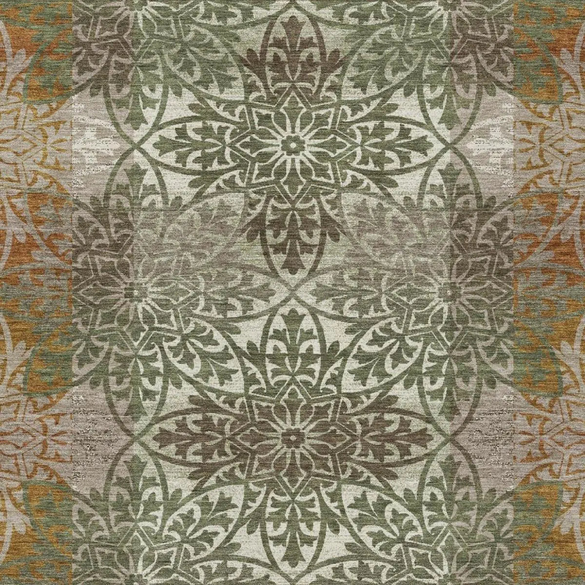 10' X 14' Olive Green And Green Oriental Washable Indoor Outdoor Area Rug Homeroots Outdoor