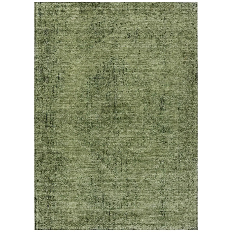 10' X 14' Olive Green And Green Oriental Washable Indoor Outdoor Area Rug Homeroots Outdoor