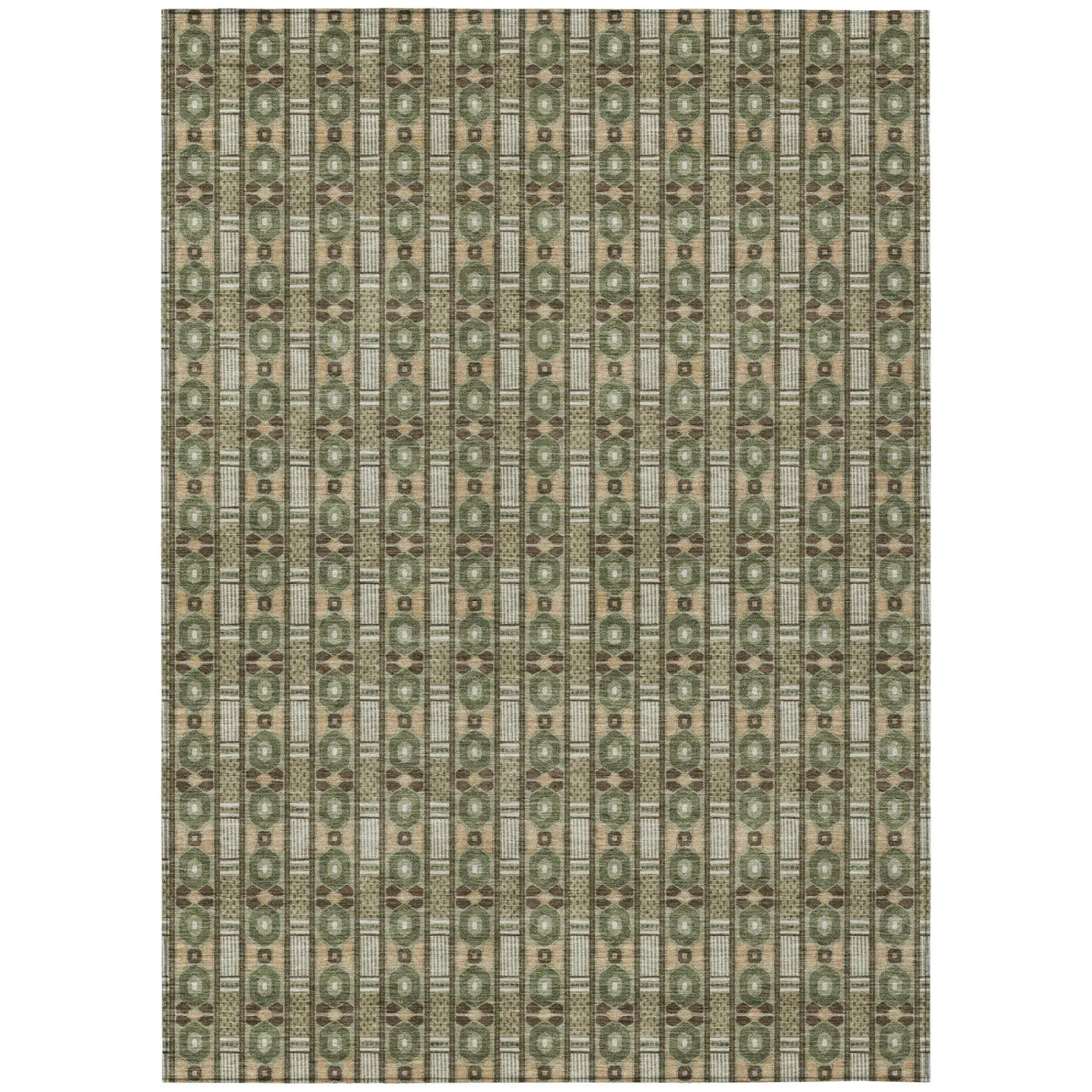10' X 14' Olive Green And Green Striped Washable Indoor Outdoor Area Rug Homeroots Outdoor