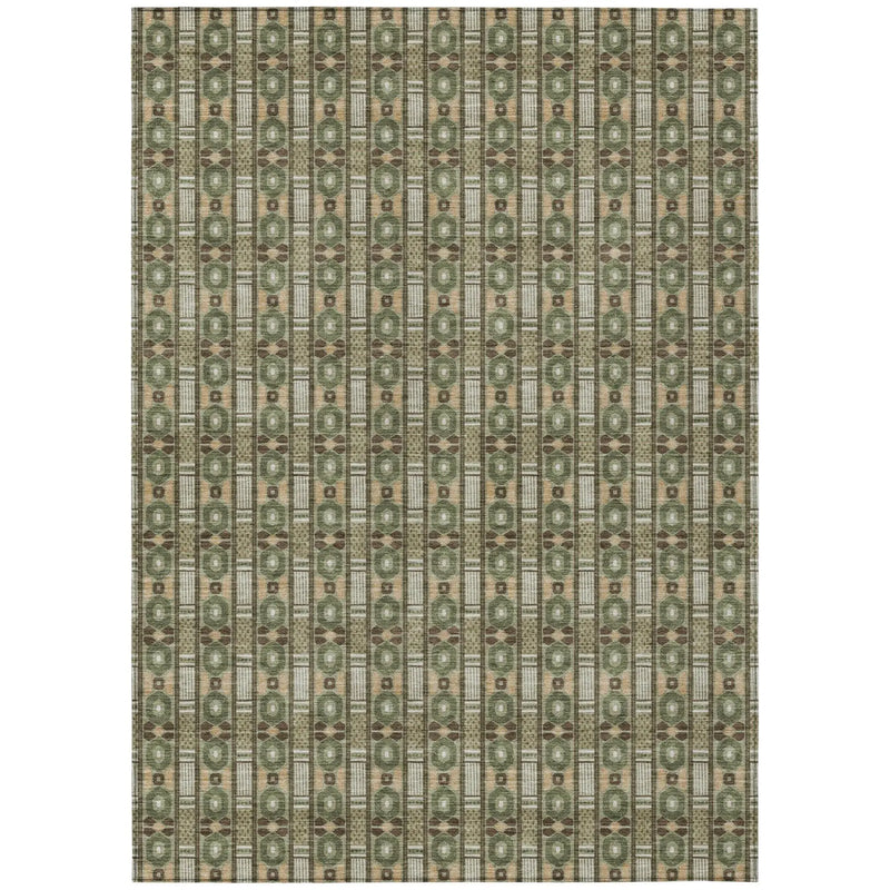 10' X 14' Olive Green And Green Striped Washable Indoor Outdoor Area Rug Homeroots Outdoor
