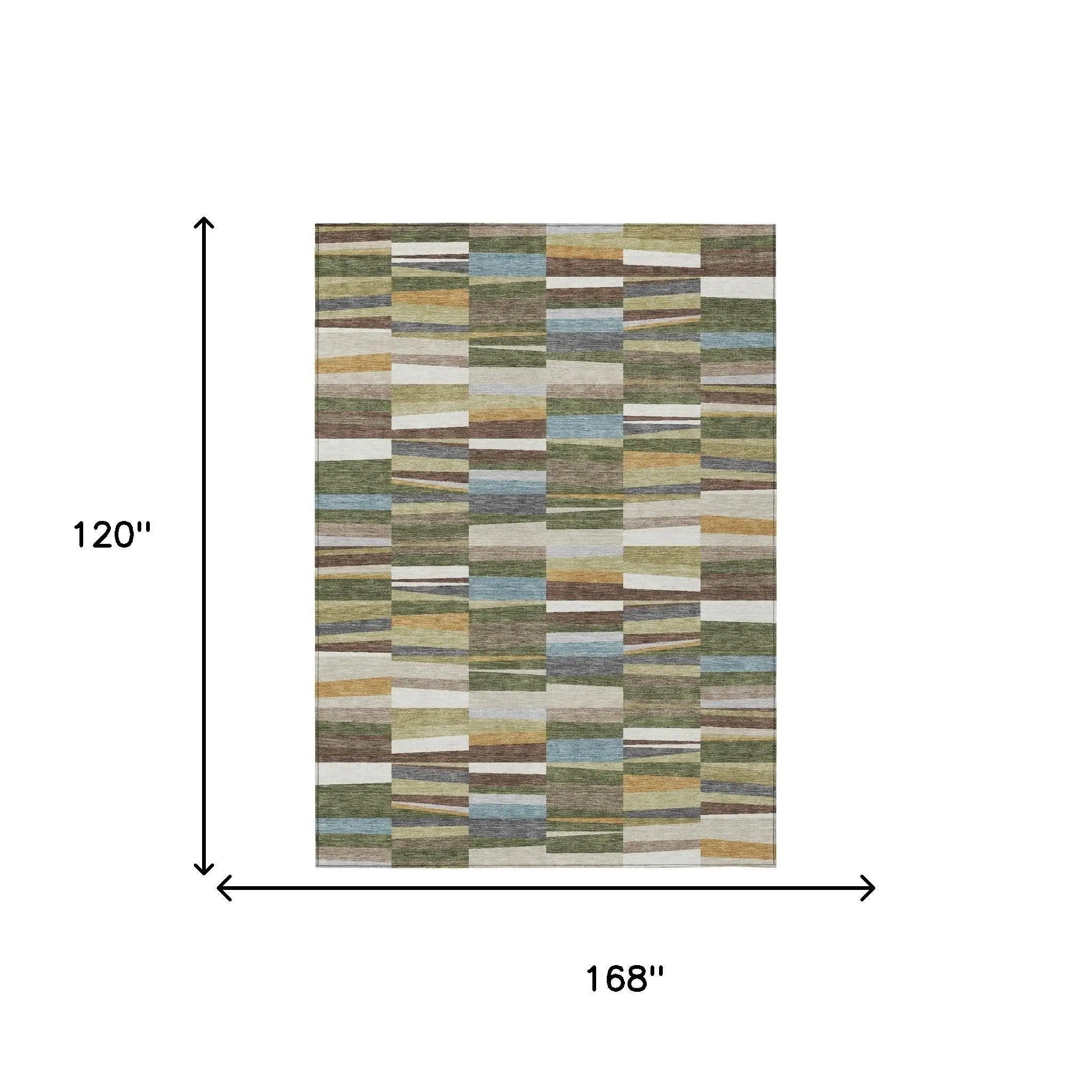 10' X 14' Olive Green And Green Striped Washable Indoor Outdoor Area Rug Homeroots Outdoor