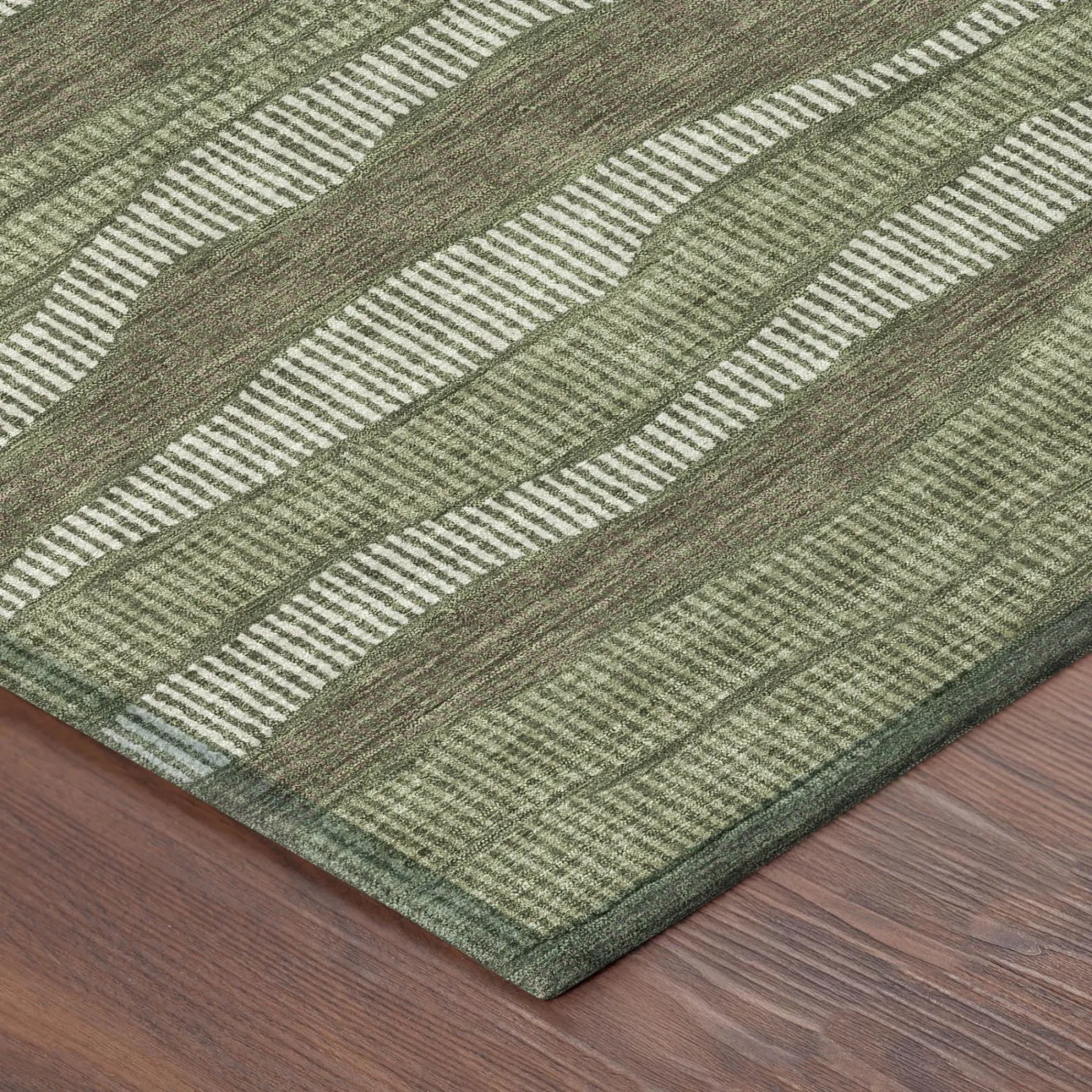 10' X 14' Olive Green And Green Striped Washable Indoor Outdoor Area Rug Homeroots Outdoor