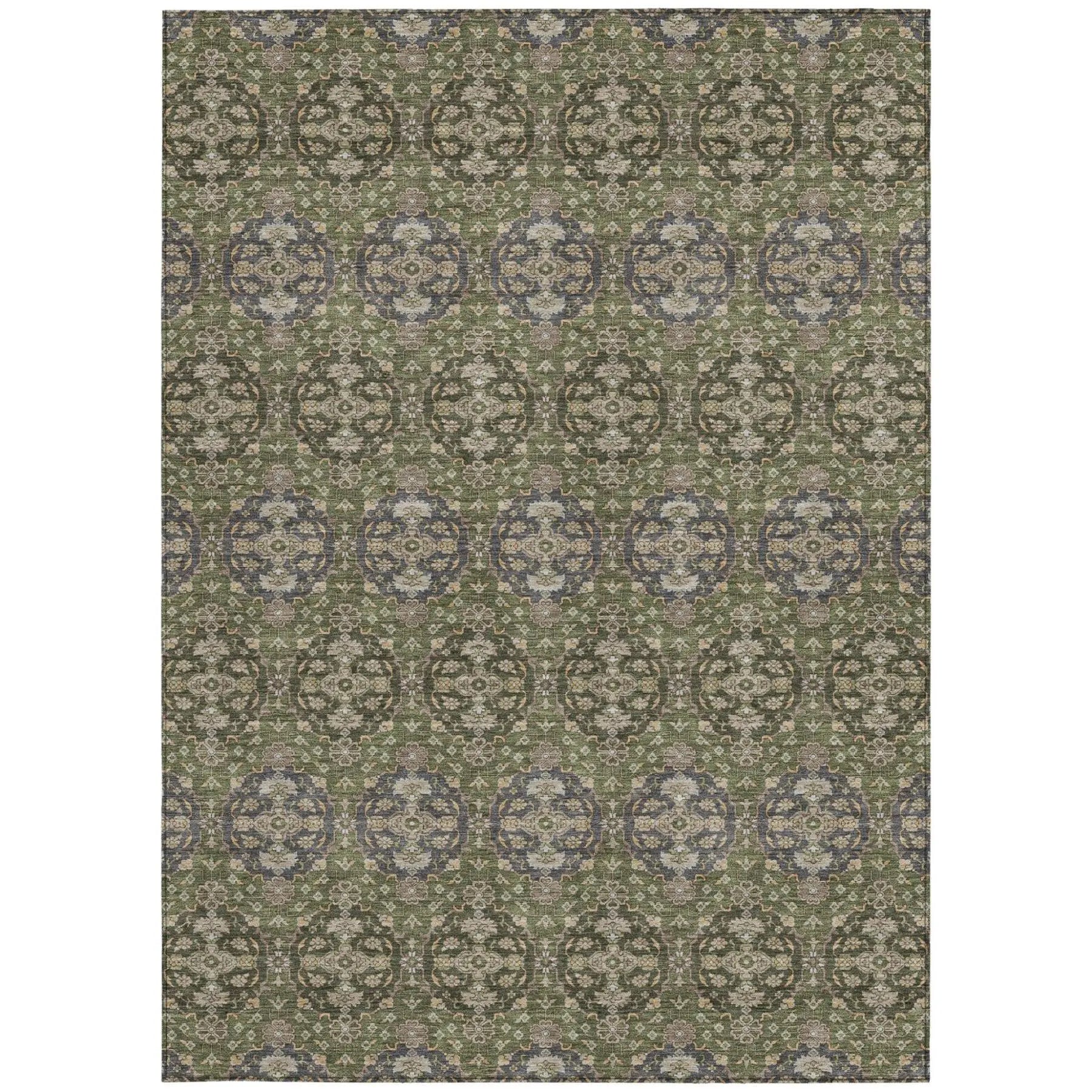 10' X 14' Olive Green And Green Striped Washable Indoor Outdoor Area Rug Homeroots Outdoor