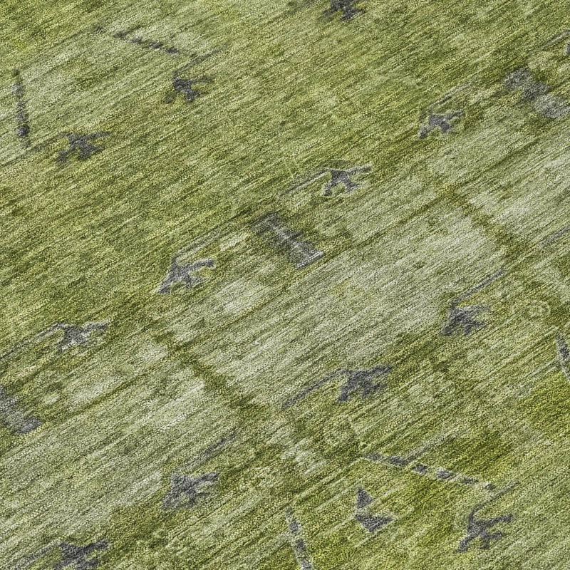 10' X 14' Olive Green And Green Tribal Washable Indoor Outdoor Area Rug Homeroots Outdoor