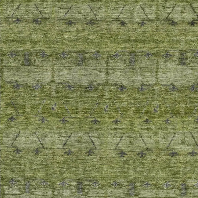 10' X 14' Olive Green And Green Tribal Washable Indoor Outdoor Area Rug Homeroots Outdoor