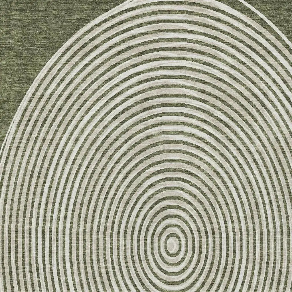10' X 14' Olive Green And Ivory Geometric Washable Indoor Outdoor Area Rug Homeroots Outdoor