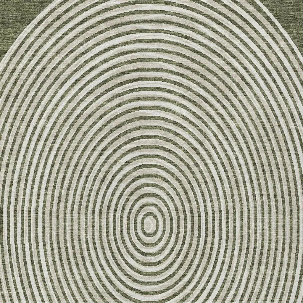 10' X 14' Olive Green And Ivory Geometric Washable Indoor Outdoor Area Rug Homeroots Outdoor