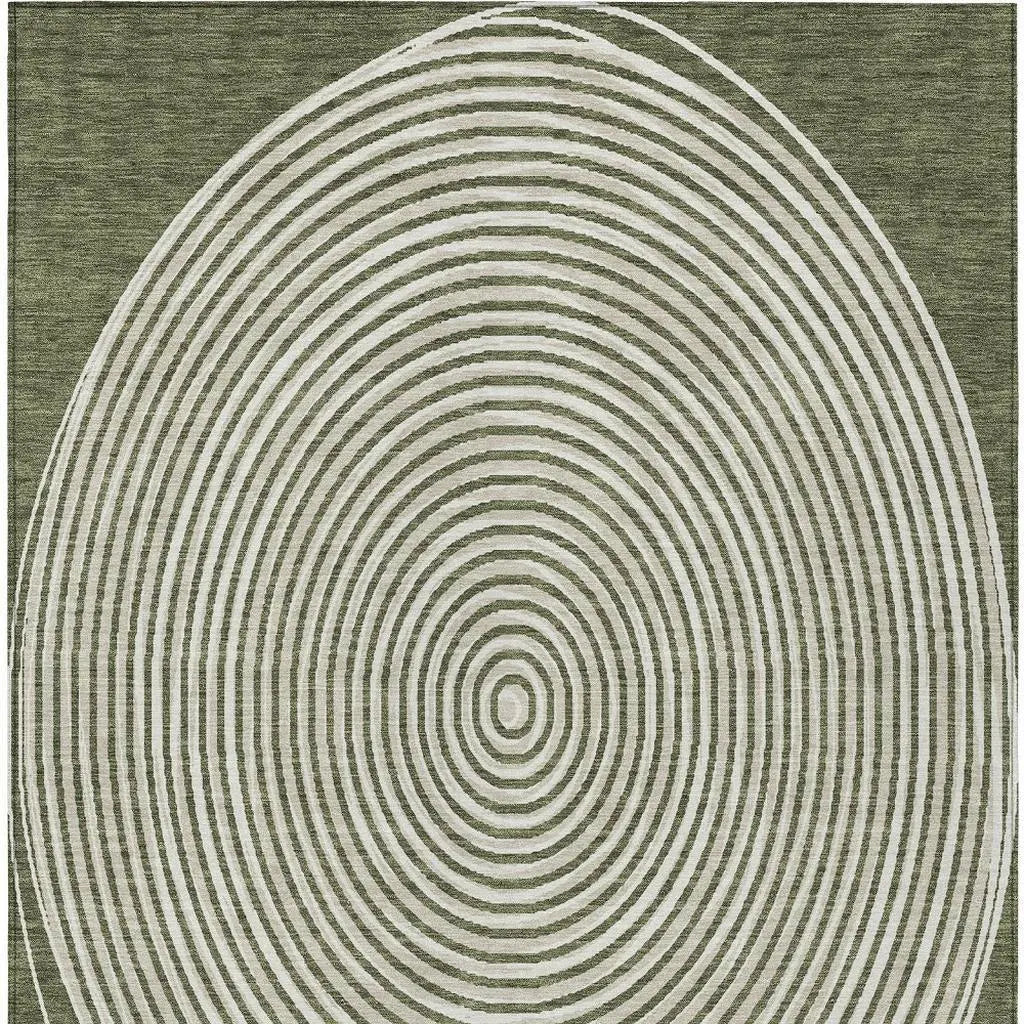 10' X 14' Olive Green And Ivory Geometric Washable Indoor Outdoor Area Rug Homeroots Outdoor