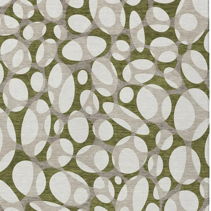 10' X 14' Olive Green And Linen Abstract Washable Indoor Outdoor Area Rug Homeroots Outdoor