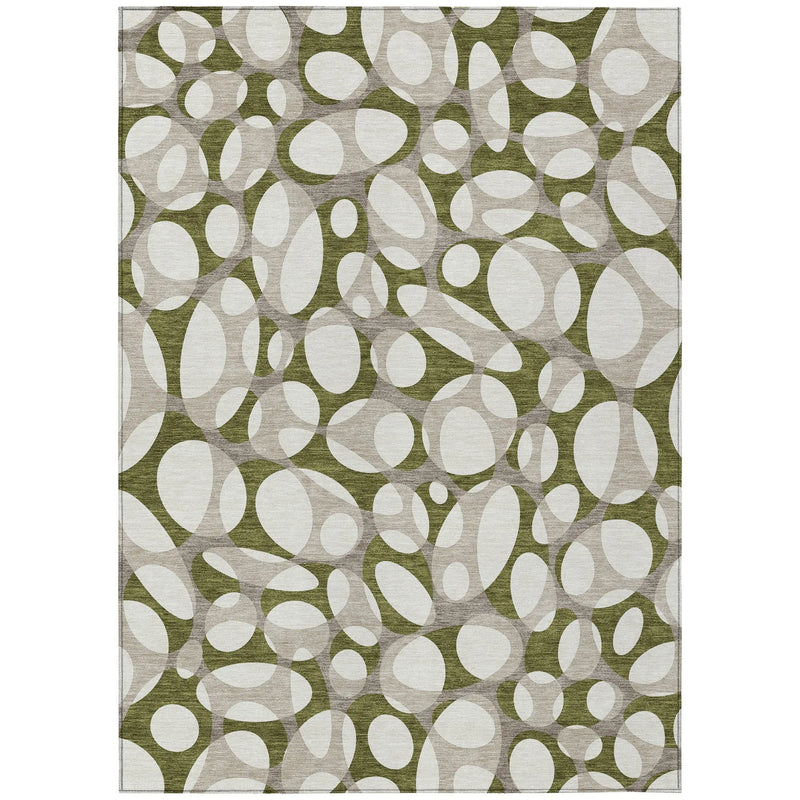 10' X 14' Olive Green And Linen Abstract Washable Indoor Outdoor Area Rug Homeroots Outdoor