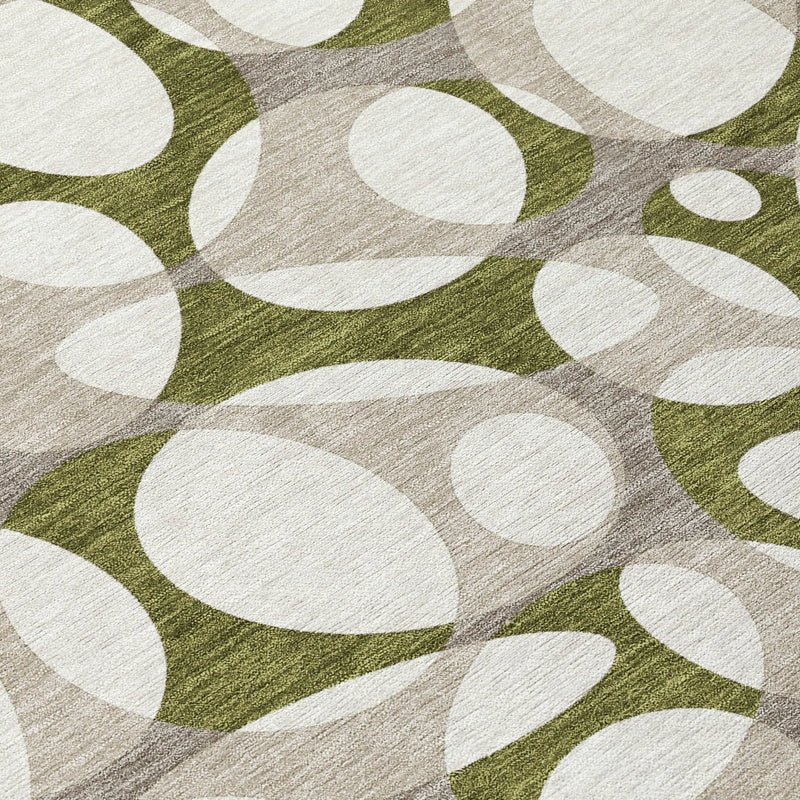 10' X 14' Olive Green And Linen Abstract Washable Indoor Outdoor Area Rug Homeroots Outdoor