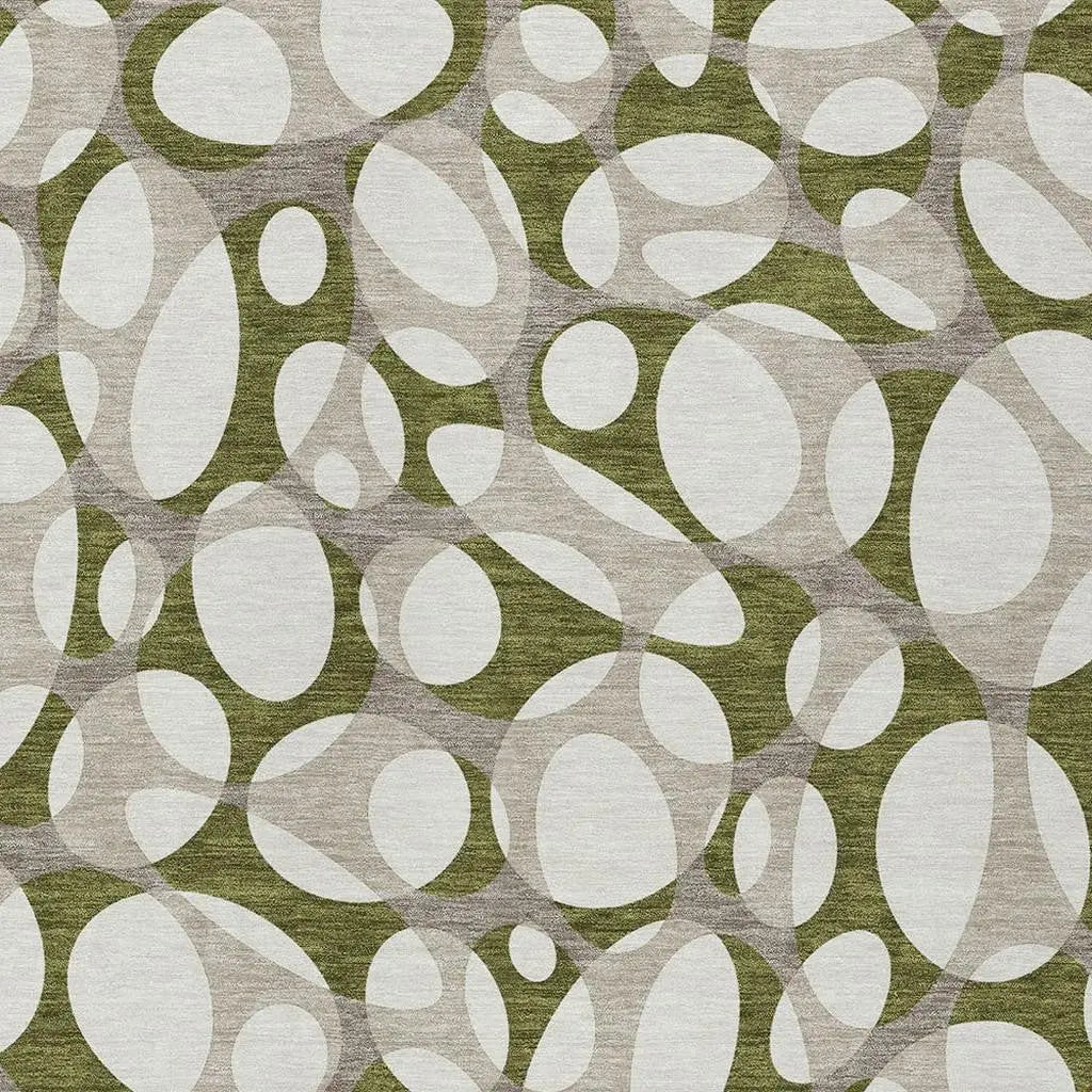 10' X 14' Olive Green And Linen Abstract Washable Indoor Outdoor Area Rug Homeroots Outdoor