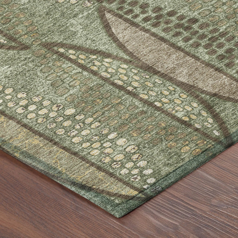 10' X 14' Olive Green And Linen Geometric Washable Indoor Outdoor Area Rug Homeroots Outdoor