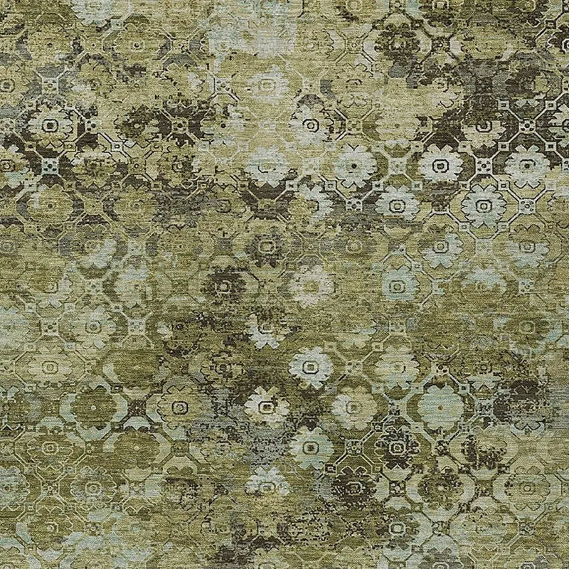 10' X 14' Olive Green And Mint Green Abstract Washable Indoor Outdoor Area Rug Homeroots Outdoor