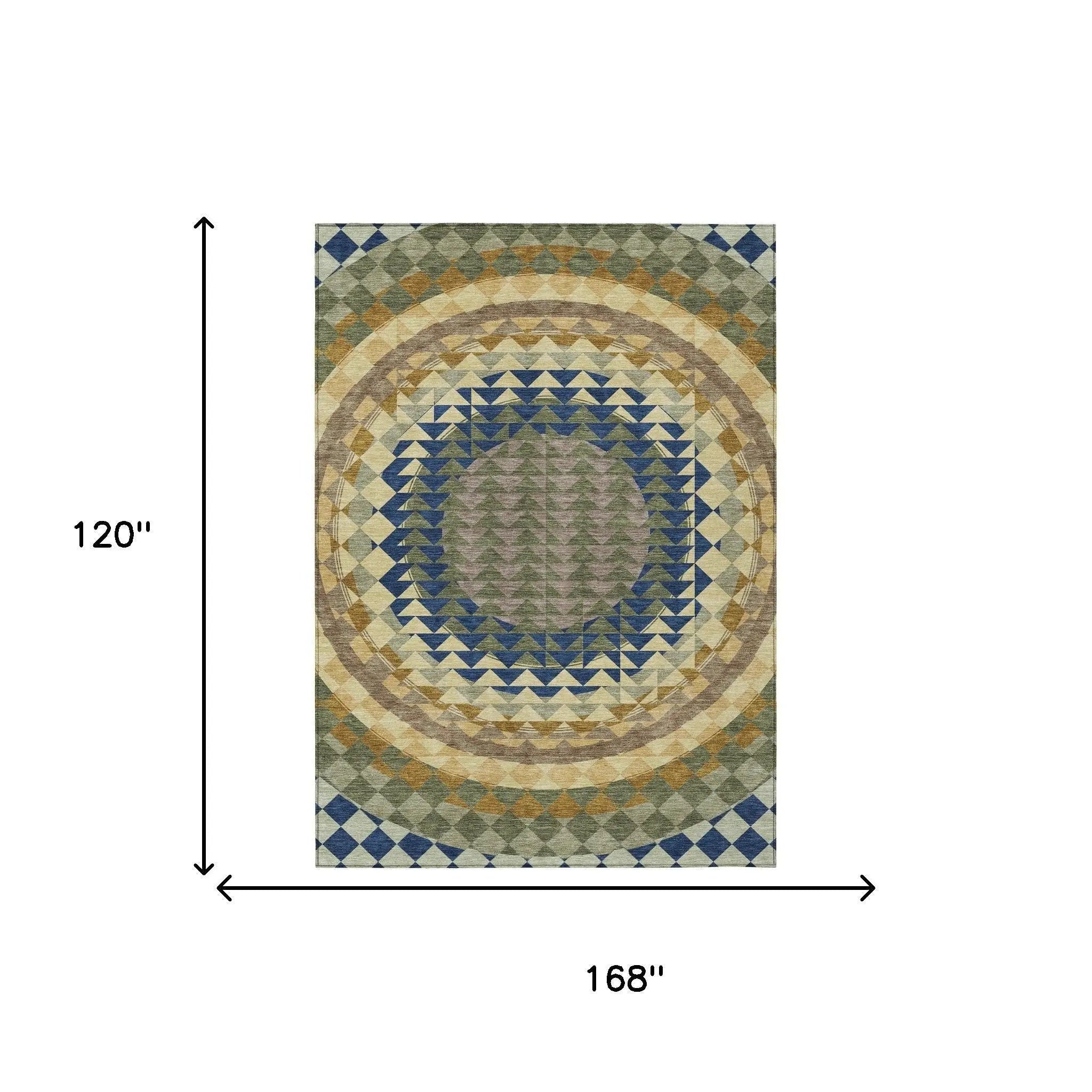 10' X 14' Olive Green And Rust Geometric Washable Indoor Outdoor Area Rug Homeroots Outdoor