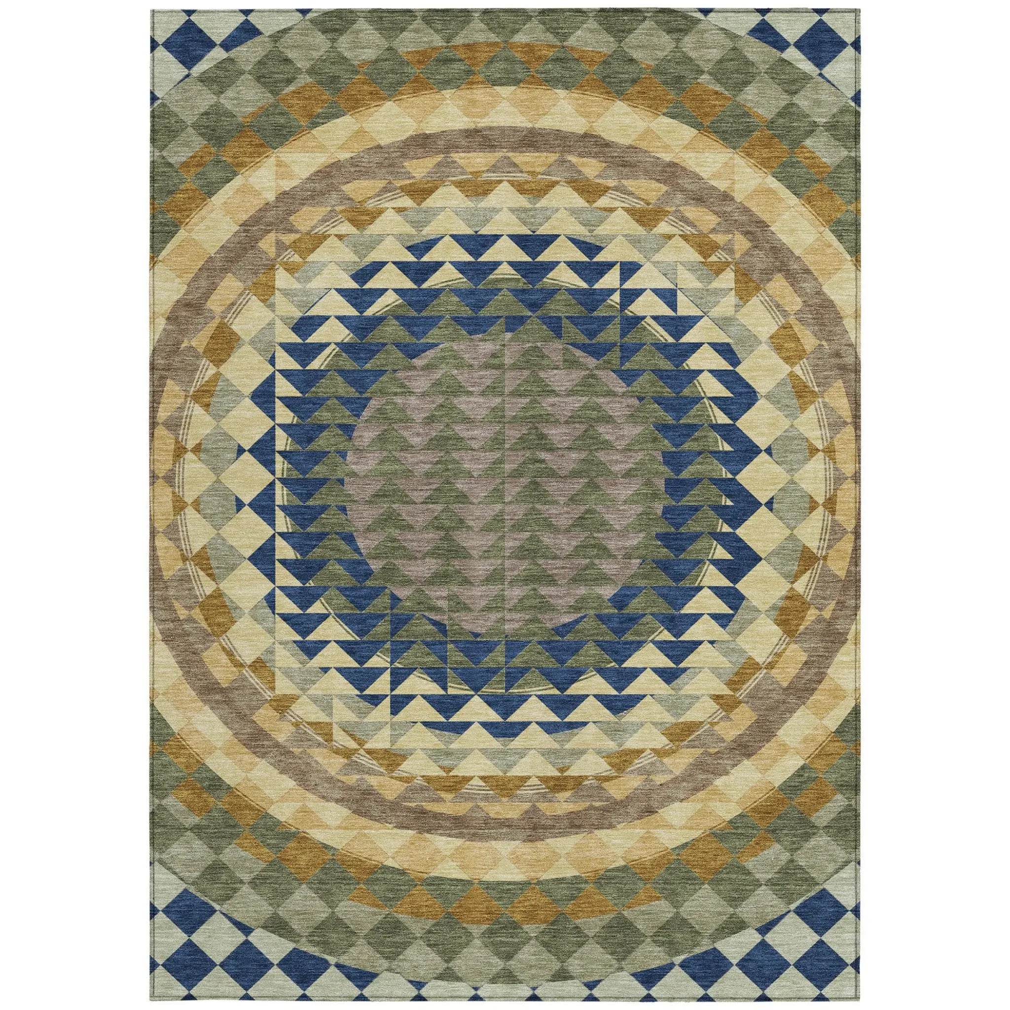 10' X 14' Olive Green And Rust Geometric Washable Indoor Outdoor Area Rug Homeroots Outdoor