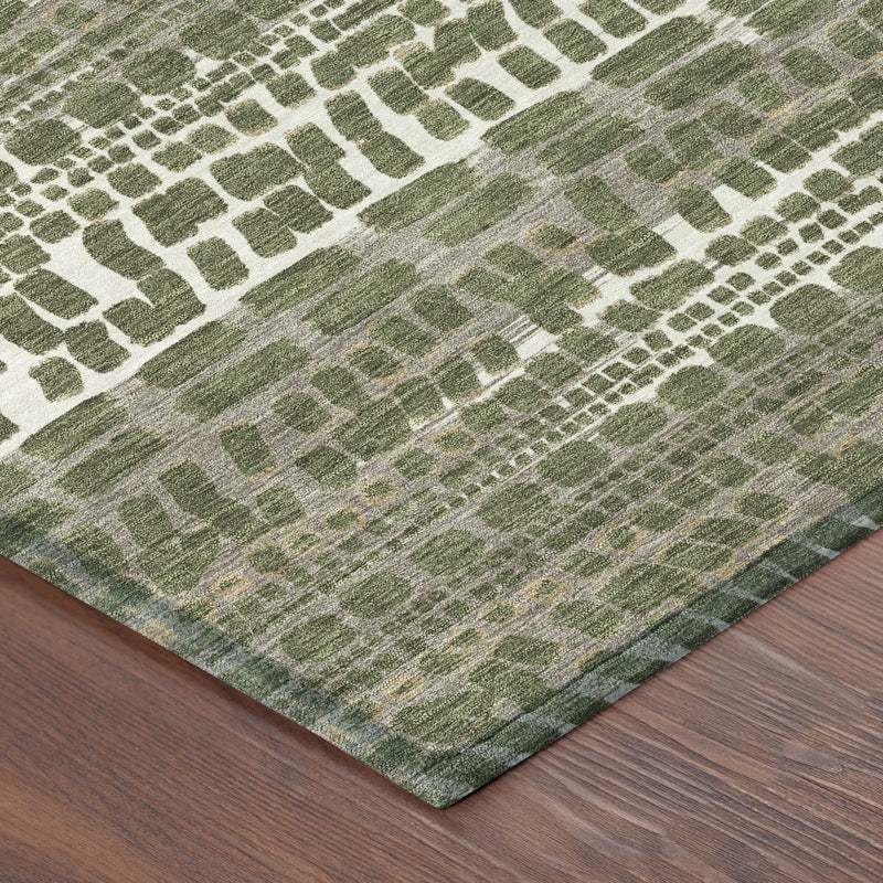 10' X 14' Olive Green And Taupe Abstract Washable Indoor Outdoor Area Rug Homeroots Outdoor