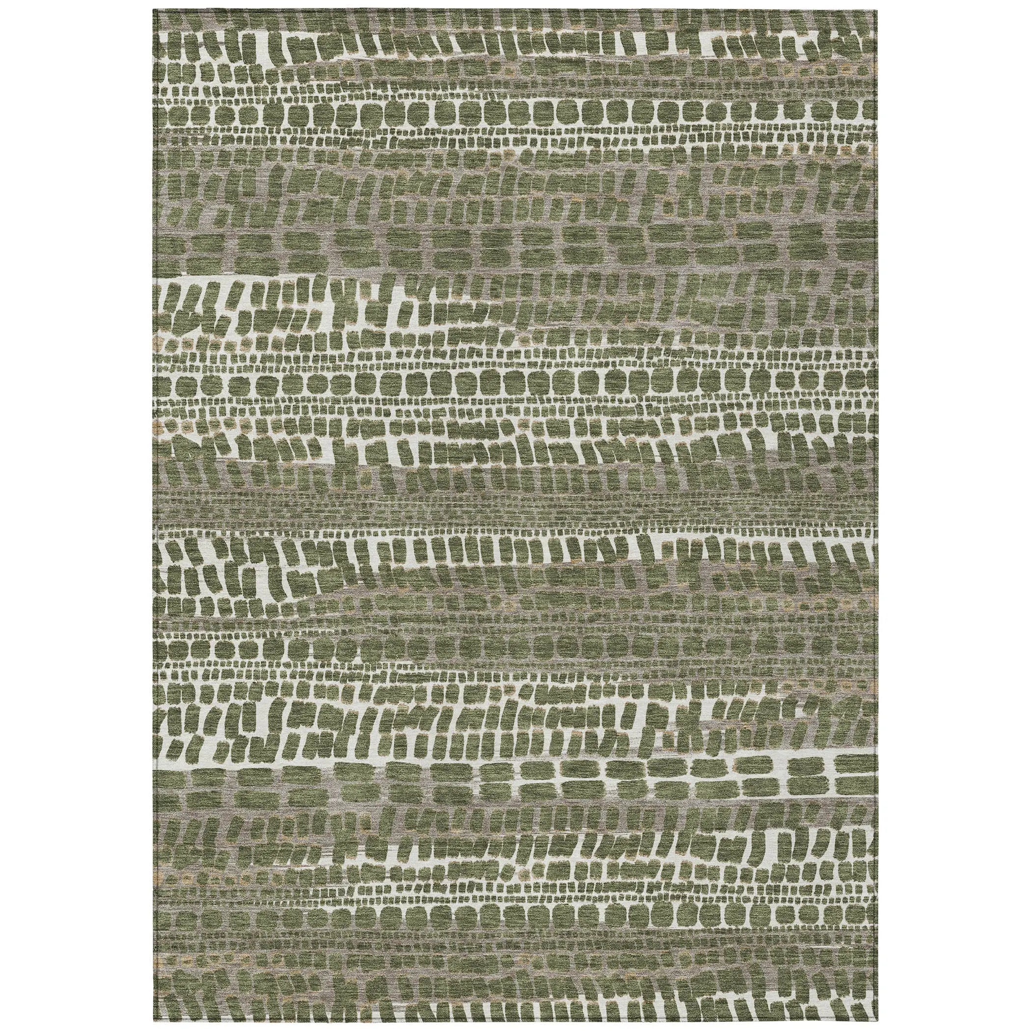 10' X 14' Olive Green And Taupe Abstract Washable Indoor Outdoor Area Rug Homeroots Outdoor