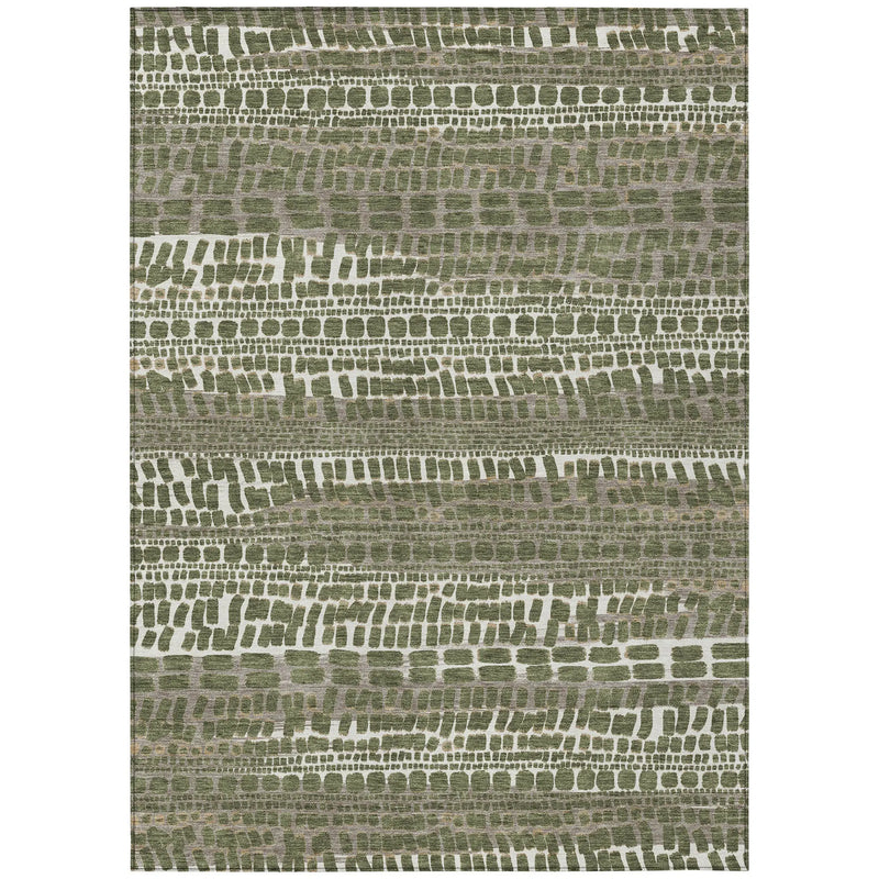 10' X 14' Olive Green And Taupe Abstract Washable Indoor Outdoor Area Rug Homeroots Outdoor