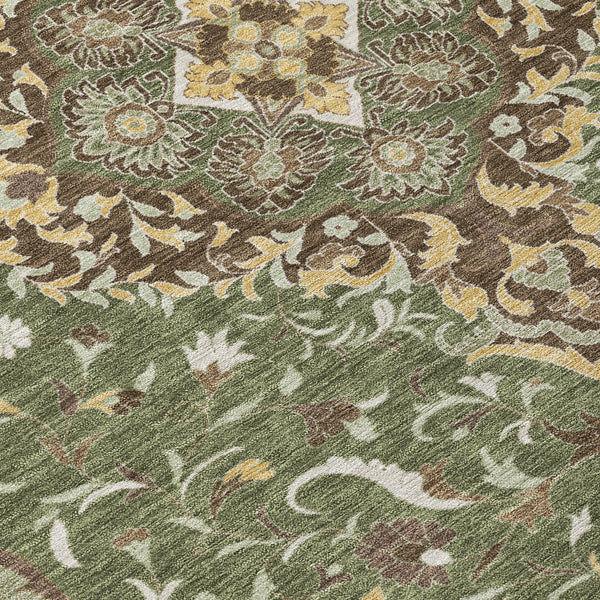10' X 14' Olive Green And Taupe Medallion Washable Indoor Outdoor Area Rug Homeroots Outdoor