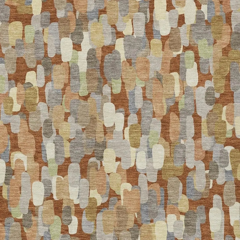 10' X 14' Orange And Beige Abstract Washable Indoor Outdoor Area Rug Homeroots Outdoor