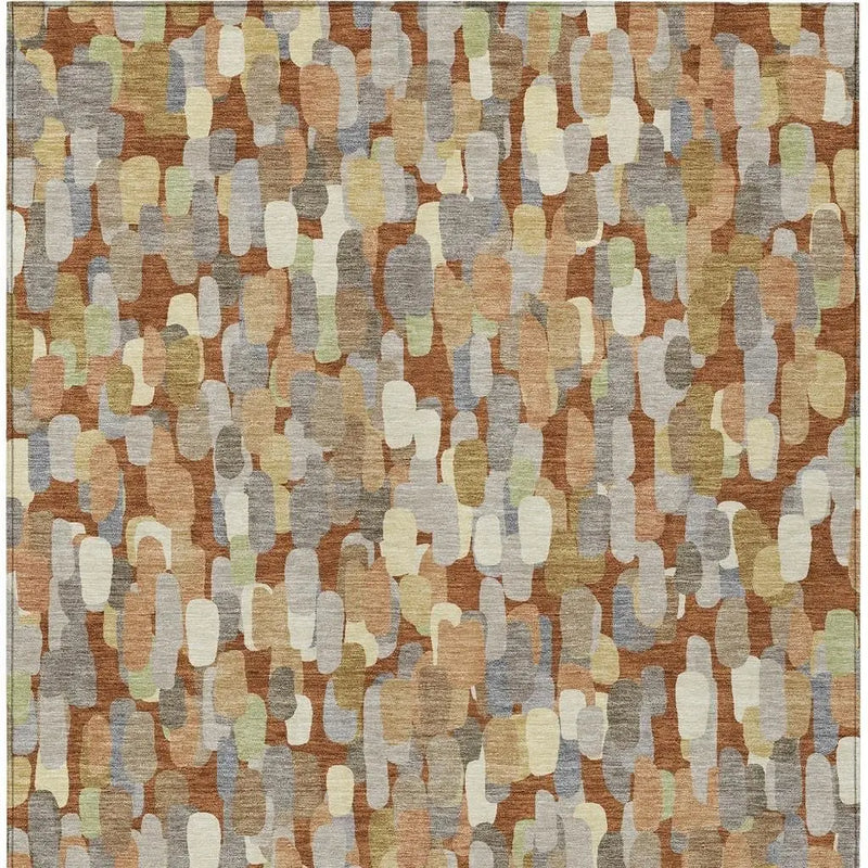 10' X 14' Orange And Beige Abstract Washable Indoor Outdoor Area Rug Homeroots Outdoor