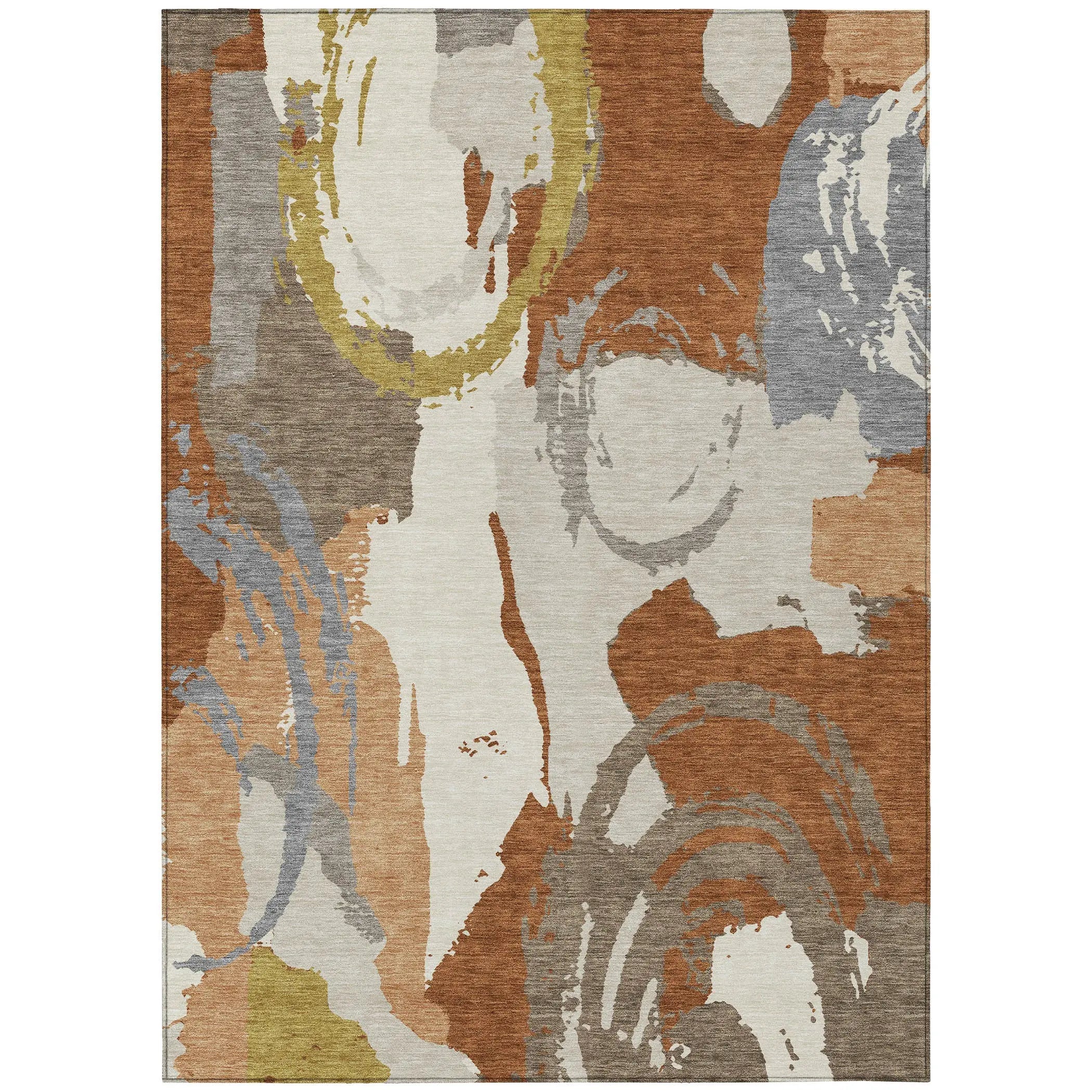 10' X 14' Orange And Beige Abstract Washable Indoor Outdoor Area Rug Homeroots Outdoor