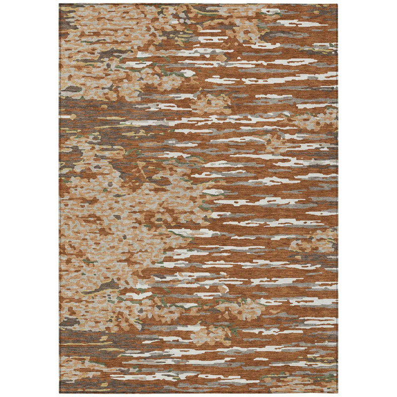 10' X 14' Orange And Beige Abstract Washable Indoor Outdoor Area Rug Homeroots Outdoor