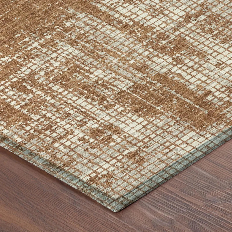 10' X 14' Orange And Beige Abstract Washable Indoor Outdoor Area Rug Homeroots Outdoor