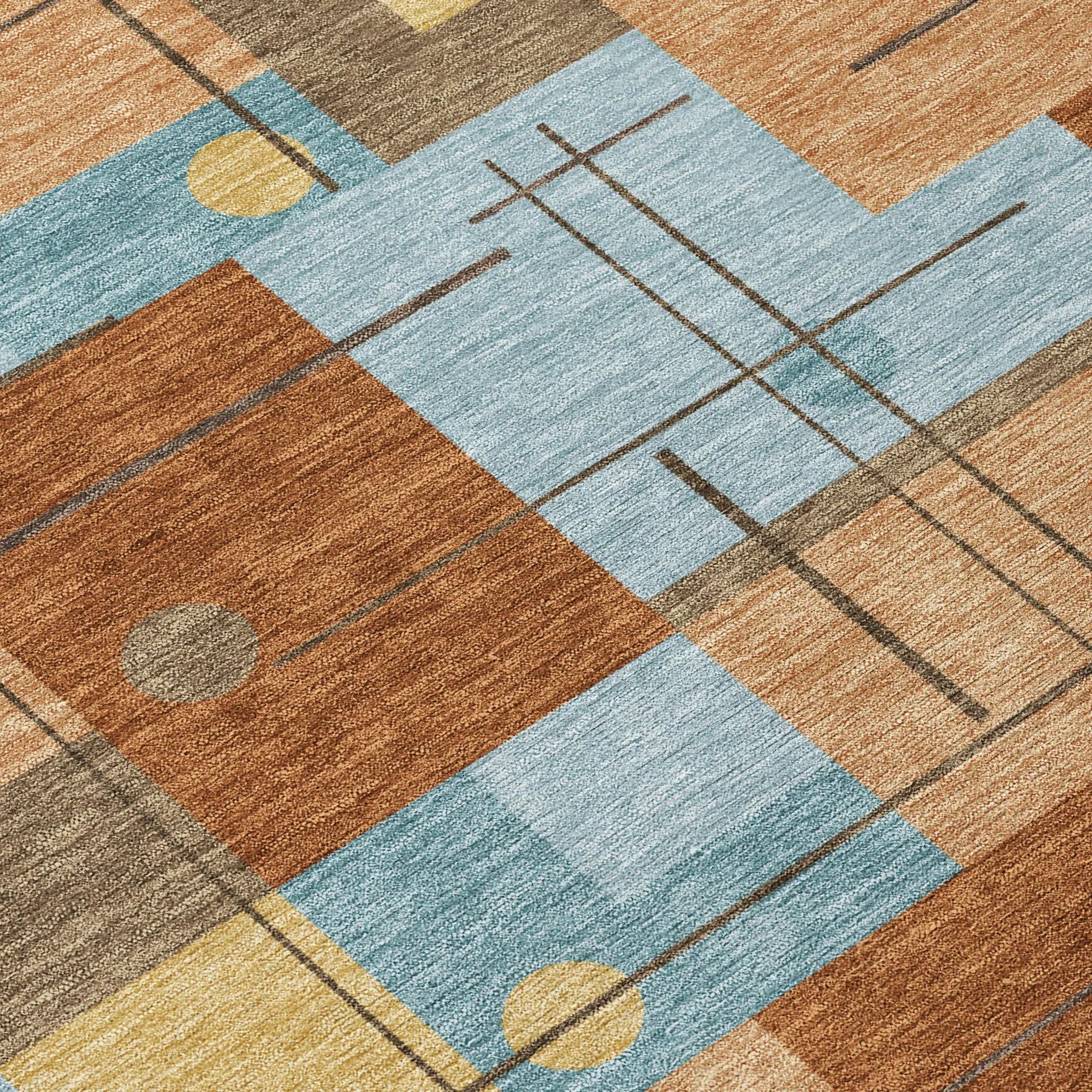 10' X 14' Orange And Beige Geometric Washable Indoor Outdoor Area Rug Homeroots Outdoor