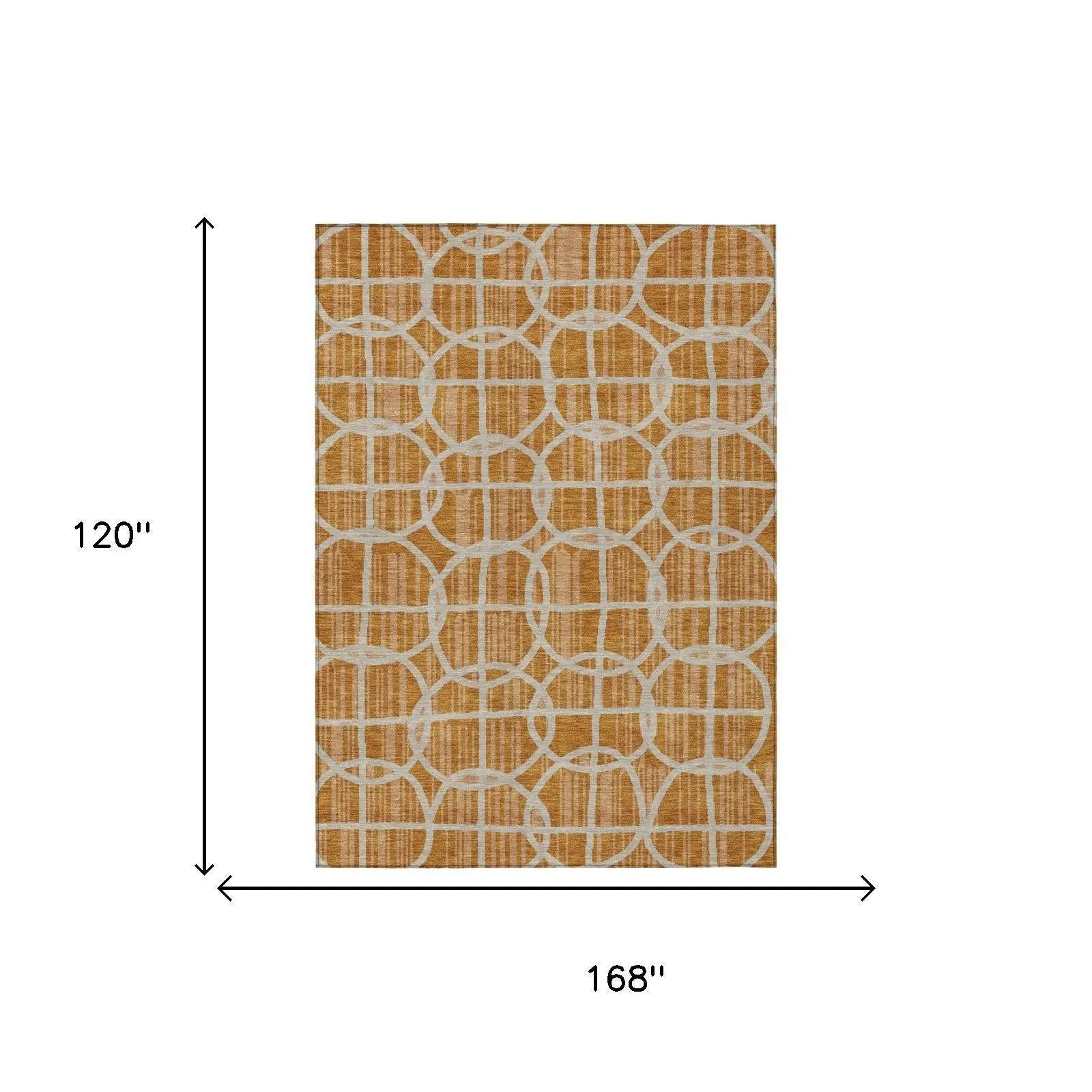 10' X 14' Orange And Beige Geometric Washable Indoor Outdoor Area Rug Homeroots Outdoor