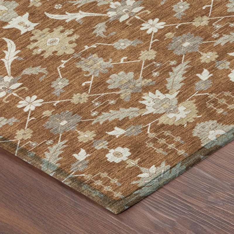 10' X 14' Orange And Beige Oriental Washable Indoor Outdoor Area Rug Homeroots Outdoor