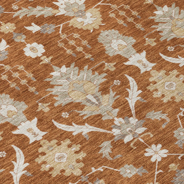 10' X 14' Orange And Beige Oriental Washable Indoor Outdoor Area Rug Homeroots Outdoor