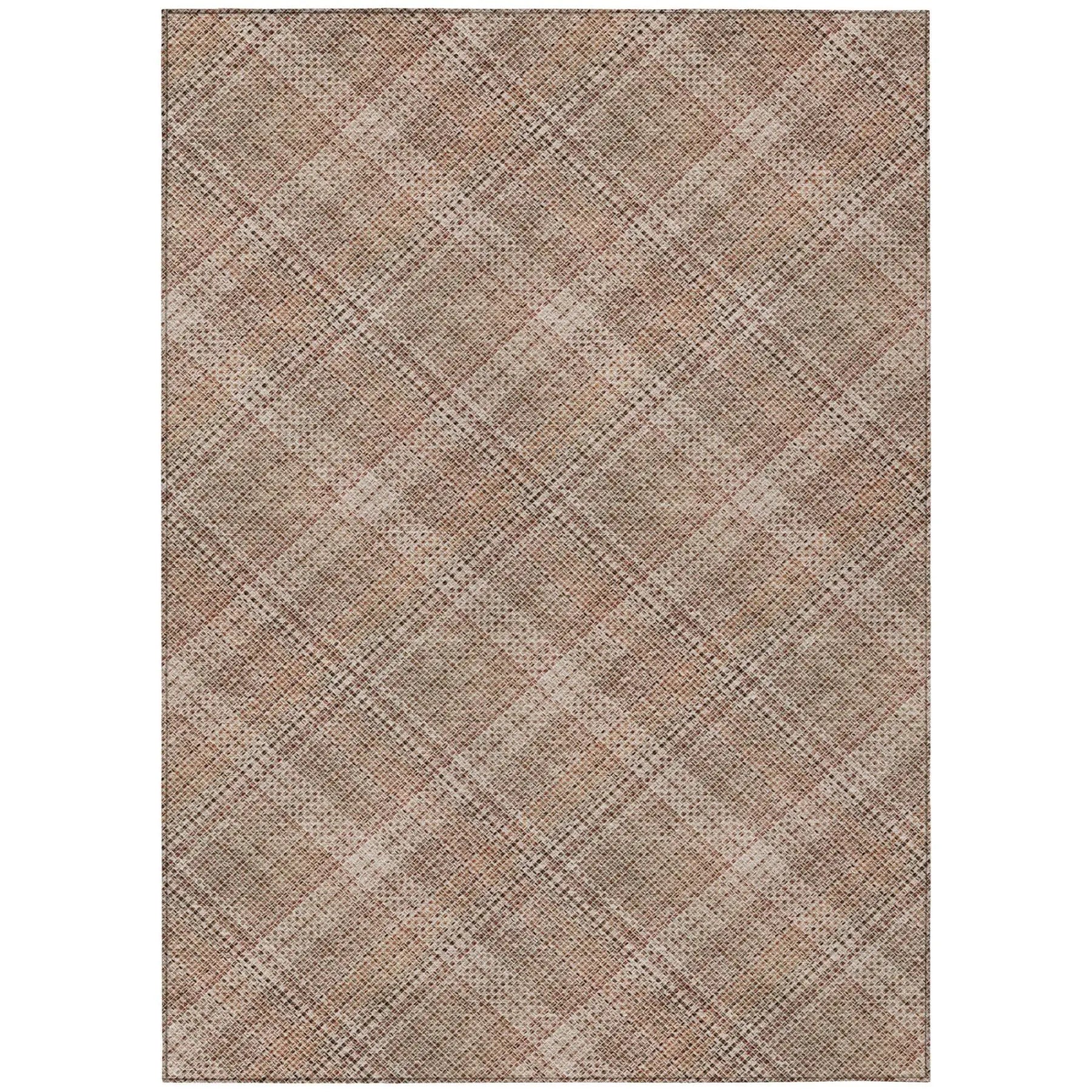 10' X 14' Orange And Beige Plaid Washable Indoor Outdoor Area Rug Homeroots Outdoor