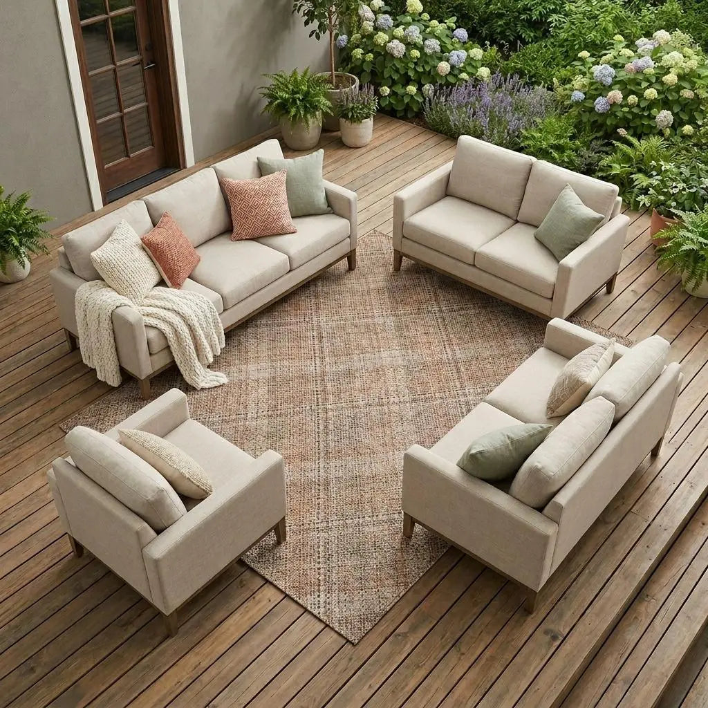 10' X 14' Orange And Beige Plaid Washable Indoor Outdoor Area Rug Homeroots Outdoor