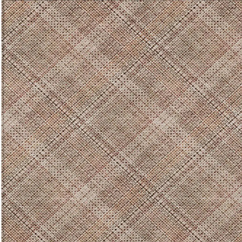 10' X 14' Orange And Beige Plaid Washable Indoor Outdoor Area Rug Homeroots Outdoor