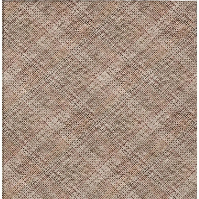 10' X 14' Orange And Beige Plaid Washable Indoor Outdoor Area Rug Homeroots Outdoor