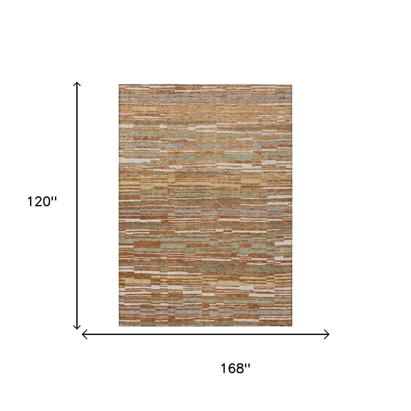 10' X 14' Orange And Beige Striped Washable Indoor Outdoor Area Rug Homeroots Outdoor