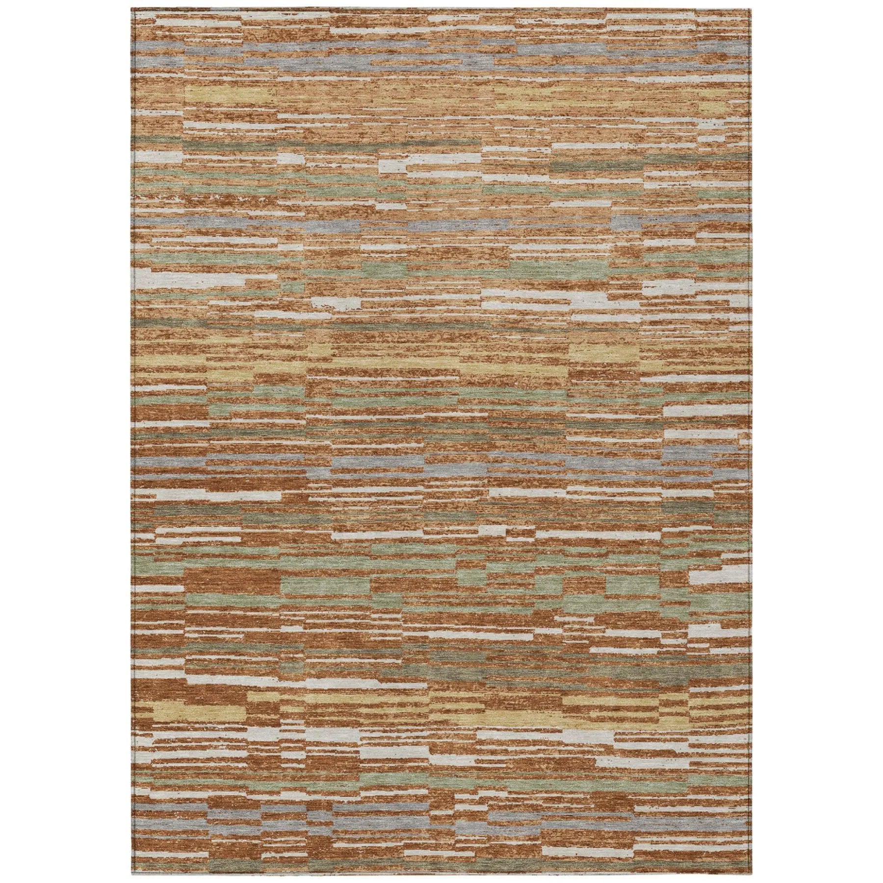 10' X 14' Orange And Beige Striped Washable Indoor Outdoor Area Rug Homeroots Outdoor