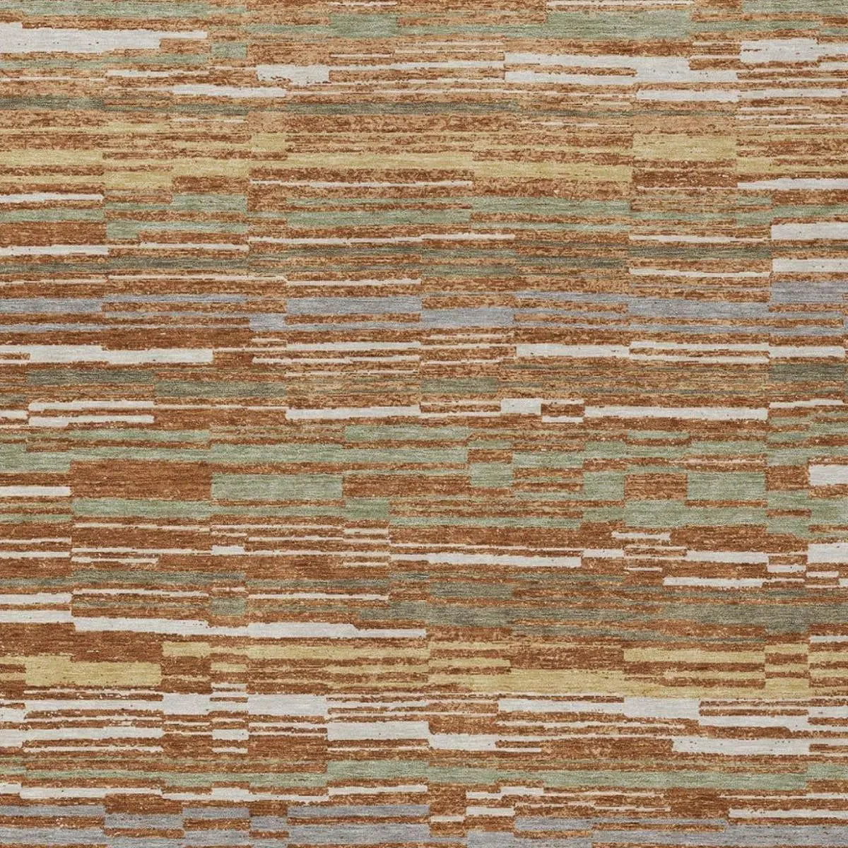 10' X 14' Orange And Beige Striped Washable Indoor Outdoor Area Rug Homeroots Outdoor