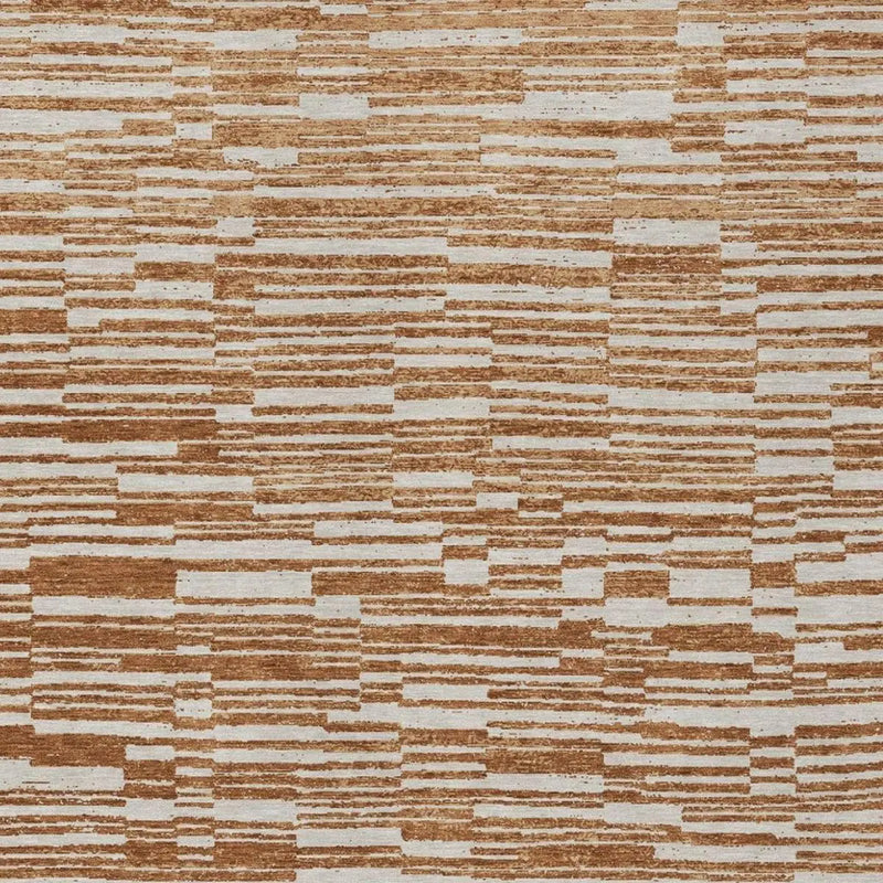 10' X 14' Orange And Beige Striped Washable Indoor Outdoor Area Rug Homeroots Outdoor