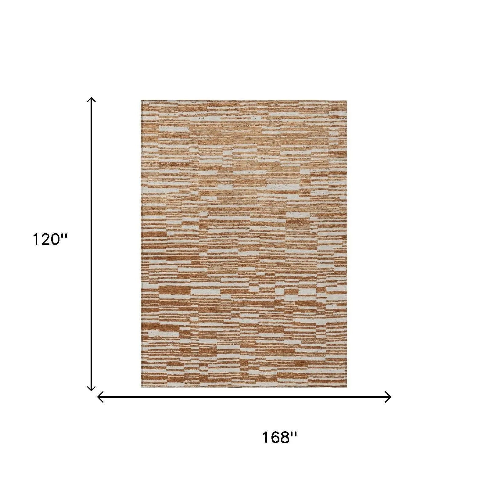 10' X 14' Orange And Beige Striped Washable Indoor Outdoor Area Rug Homeroots Outdoor