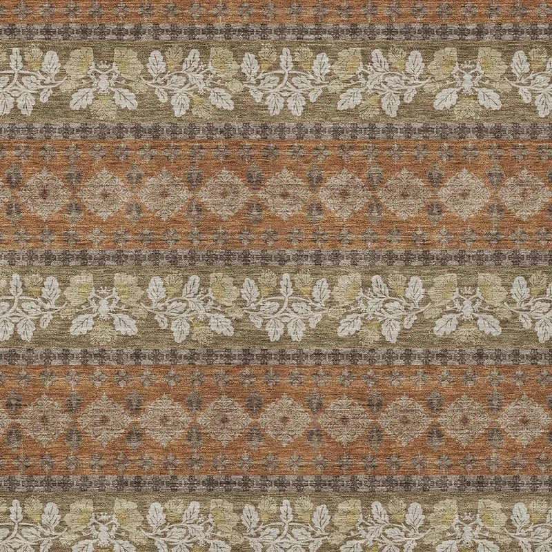 10' X 14' Orange And Beige Striped Washable Indoor Outdoor Area Rug Homeroots Outdoor
