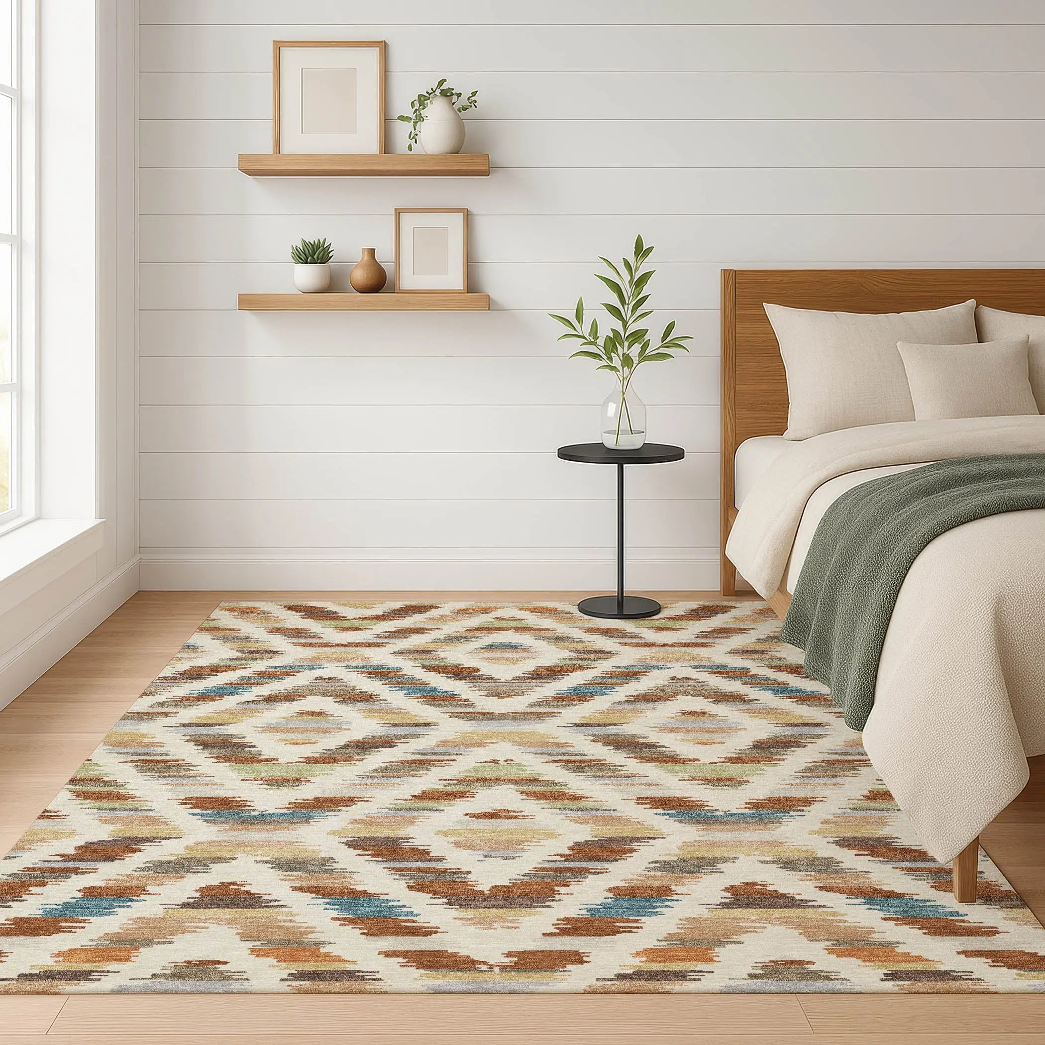10' X 14' Orange And Beige Tribal Washable Indoor Outdoor Area Rug Homeroots Outdoor
