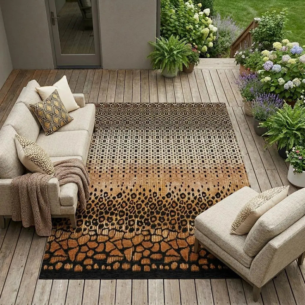 10' X 14' Orange And Black Geometric Washable Indoor Outdoor Area Rug Homeroots Outdoor