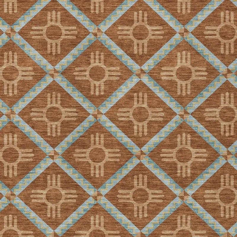 10' X 14' Orange And Blue Geometric Washable Indoor Outdoor Area Rug Homeroots Outdoor