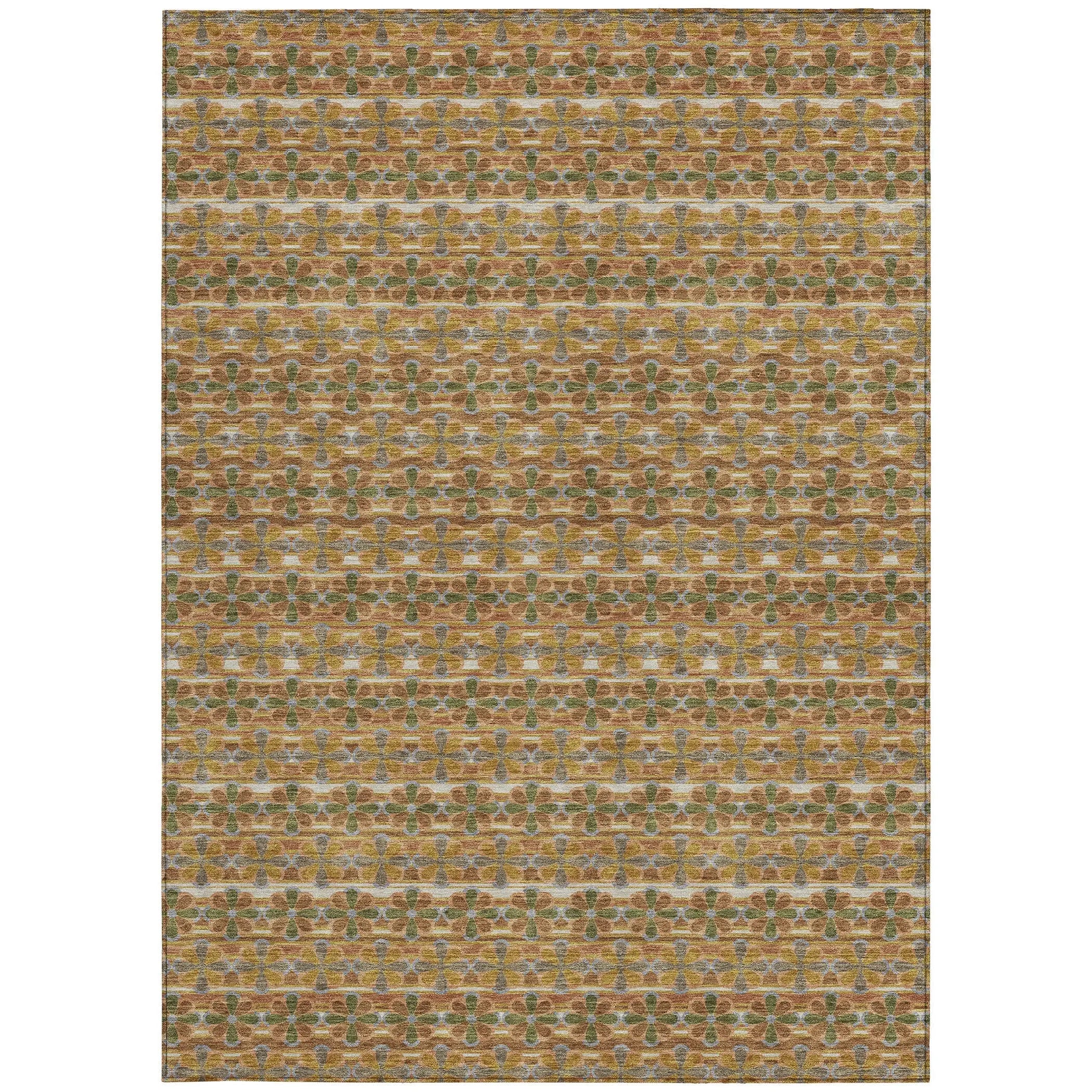10' X 14' Orange And Blue Striped Washable Indoor Outdoor Area Rug Homeroots Outdoor